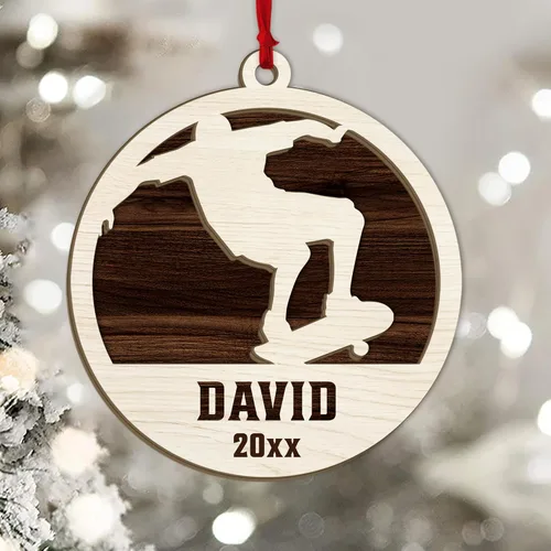 Vista 10 de Adorno personalizado de zapatillas de punta de ballet – Adorno de nombre de bailarín personalizado, adorno de madera cortado en capas de ballet