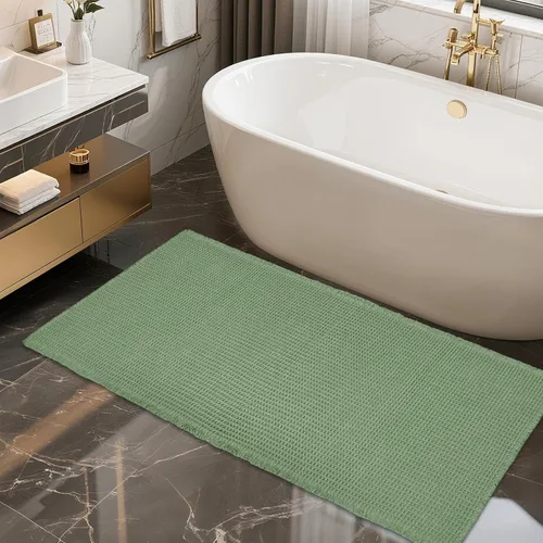 Vista 42 de ZALL - Tapete de baño de punto gofre beige, súper absorbente, antideslizante, largo, color crema, 24 x 72 pulgadas, lavable a máquina, ultra suave