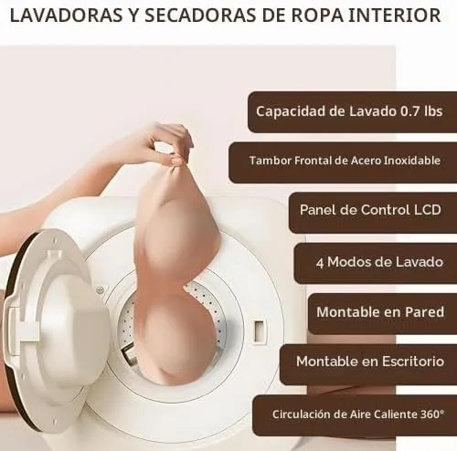 Vista 2 de Combo de mini lavadora y secadora portátil 2 en 1, lavadora compacta de carga frontal de 3.5 L, capacidad de 0.7 lbs, ideal para dormitorios, viajes