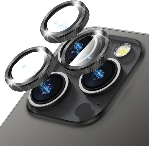 Vista 14 de Protector de lente de cámara brillante compatible con iPhone 13 Pro (6.1 pulgadas)/13 Pro Max (6.7 pulgadas), vidrio templado ultra