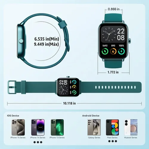 Vista 7 de Reloj inteligente para mujer, Android iPhone, Alexa integrado, reloj inteligente de 1.8 pulgadas con monitor de frecuencia cardíaca, SpO2/sueño