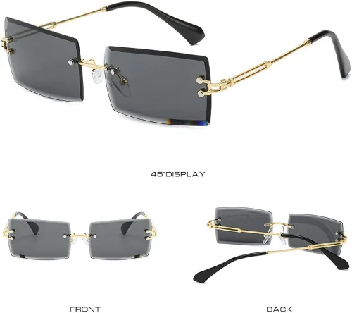 Vista 3 de MINCL - Gafas de sol rectangulares pequeñas para mujer ultraligeras color caramelo sin marco