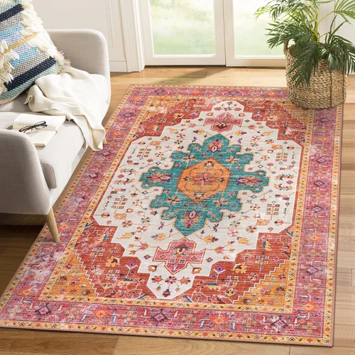 Vista 13 de Moynesa Alfombra ultra fina lavable de 2 x 3 pies, alfombra pequeña de cocina para entrada, interior, antideslizante, tapete vintage para puerta