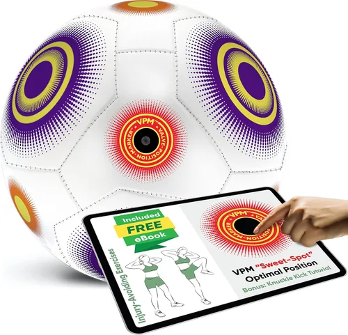 Vista 2 de Millenti Balón de fútbol de entrenamiento de equipo, tamaño 5, color blanco y morado, diseño de alta visibilidad y fácil de seguir