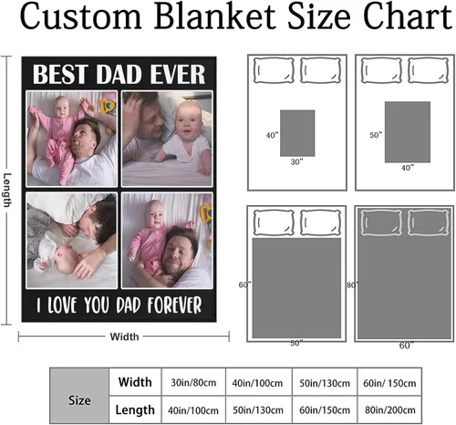 Vista 6 de Artsadd Manta personalizada para el Día del Padre, regalos para papá, manta personalizada con fotos, texto, mantas personalizadas con imagen
