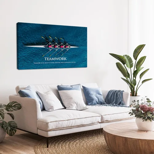 Vista 4 de KLVOS Lienzo inspirador para el éxito de trabajo en equipo, arte para la pared, con marco motivacional, autopositivo, para oficina, galería, arte