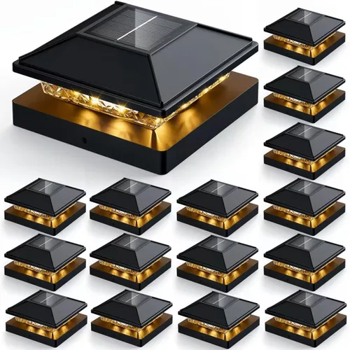 Vista 10 de JOFIOS Paquete de 12 luces solares con tapa de poste, impermeable IP65 Negro