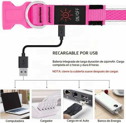 Vista 4 de YFbrite - Collar para perro con luz, collar de perro LED recargable por USB, luces súper brillantes para caminar por la noche, collar de perro