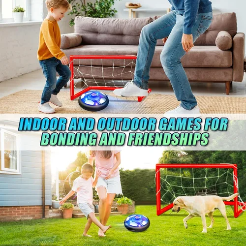 Vista 4 de Set de pelota de fútbol hover con 2 porterías - Fútbol recargable con energía LED, pelota flotante hover para interior/exterior, regalos de fútbol