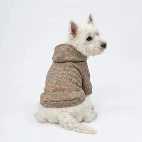 Vista 3 de Fitwarm Suéter de punto con capucha para perro, ropa de invierno para perros pequeños niño niña, suéter con capucha para mascotas ligero, caqui