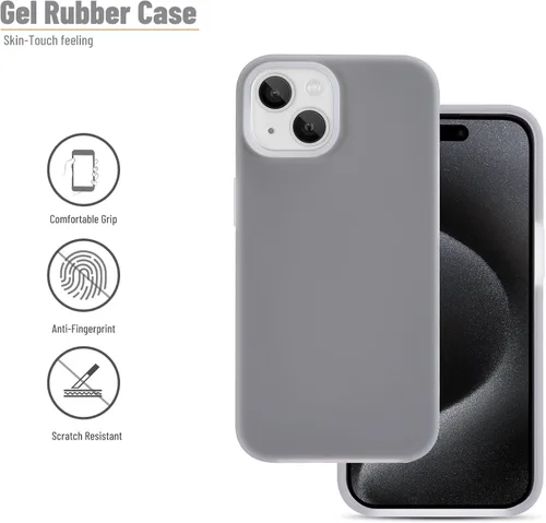 Vista 5 de Funda protectora para iPhone 11, forro de microfibra de silicona, a prueba de golpes, antiarañazos, de goma, de gel, color gris