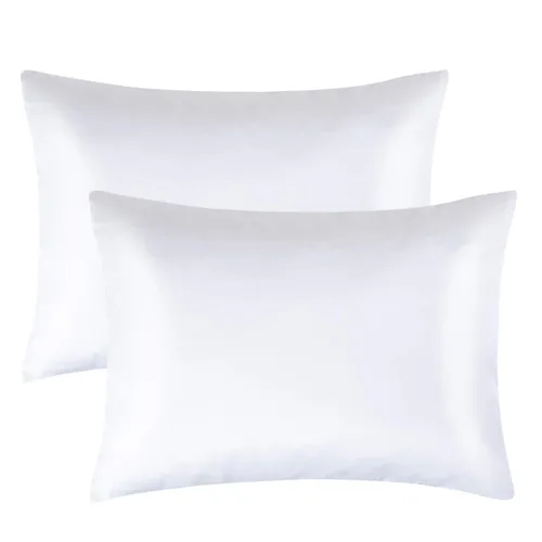 Vista 13 de FLXXIE Paquete de 2 fundas de almohada de satén con cremallera para niños pequeños, 13 x 18 pulgadas, lujosas y sedosas, suaves, de viaje, para Negro