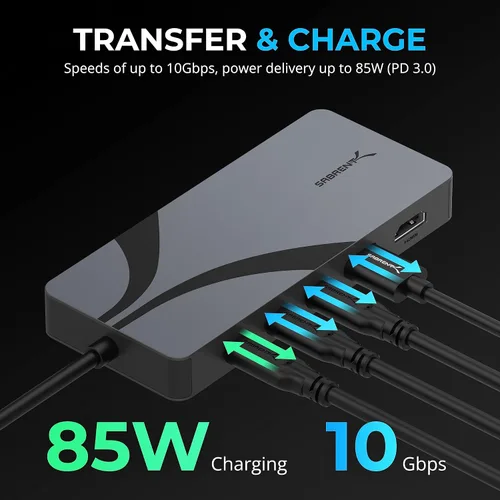 Vista 10 de SABRENT Hub de viaje USB4, HDMI 2.1, 2.5GbE, PD de 85 W (HB-U4HP)