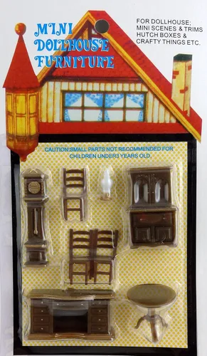 Vista 2 de Dollhouse miniatura 1: 48 comedor conjunto de muebles de Suite en escala de plástico.