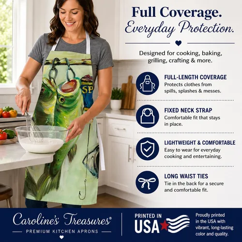 Vista 3 de Caroline's Treasures JMK1296APRON - Delantal de recesión de alimentos para bajo y spam, cocina, servidor, hornear, manualidades, jardinería