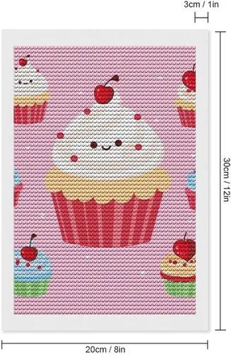 Vista 2 de Kits de pintura de diamantes para adultos, lindos cupcakes de taladro completo, pinturas de puntos de diamante, kits de arte de diamantes 5D
