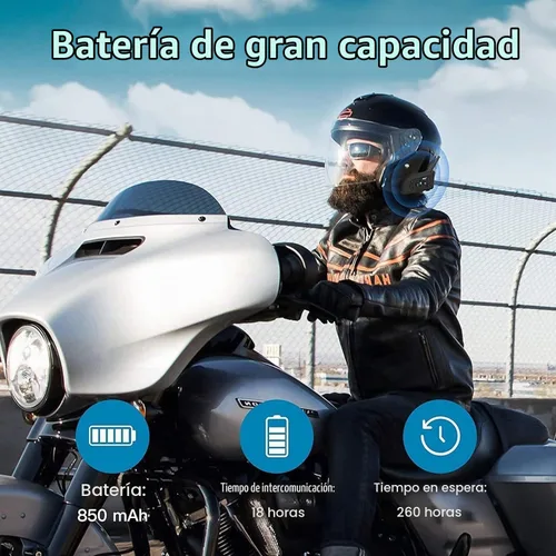 Vista 5 de MIMIRACLE V6 Pro - Casco de motocicleta Bluetooth para hasta 6 conductores, 2 vías, 1200 M, IP65, impermeable, sistema de comunicación inalámbrico
