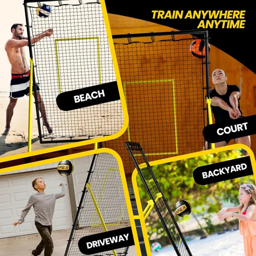 Vista 6 de Apex Sports Adjustable Volleyball Rebounder Net 7x4 ft – Bounce Back Training Equipment with Angle Customization for Practicing Volleying, Bumping