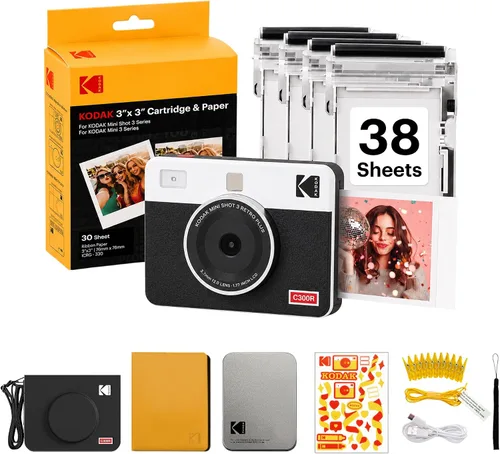 Vista 15 de Kodak Mini Shot 3 Retro 4PASS 2 en 1 Cámara digital instantánea e impresora de fotos (3 x 3 pulgadas) Bluetooth, iPhone & Android Smartphone
