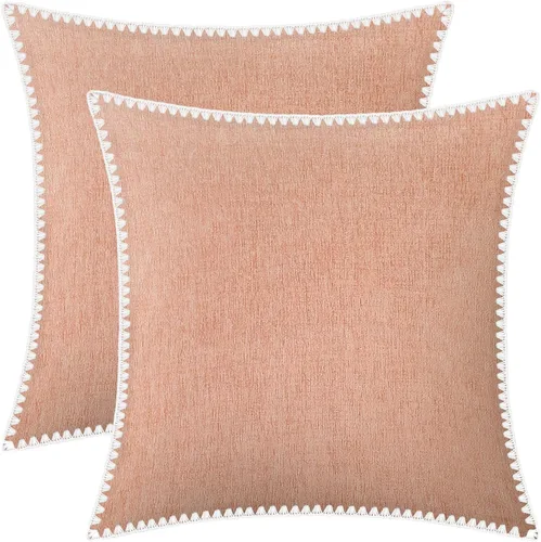 Vista 9 de BRAWARM Fundas de almohada 40x40 cm - Paquete de 2 fundas de almohada de chenilla negra, fundas de almohada de chenilla suave teñida sólida