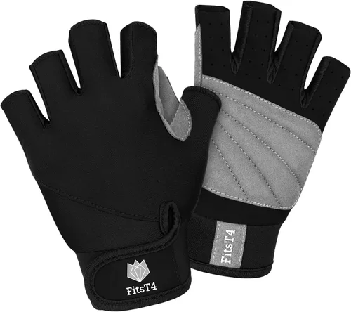 Vista 11 de FitsT4 Sports Guantes de medio dedo con palma acolchada para buceo, vela, moto acuática, paddle surf, kayak y esquí acuático, adecuado para hombres