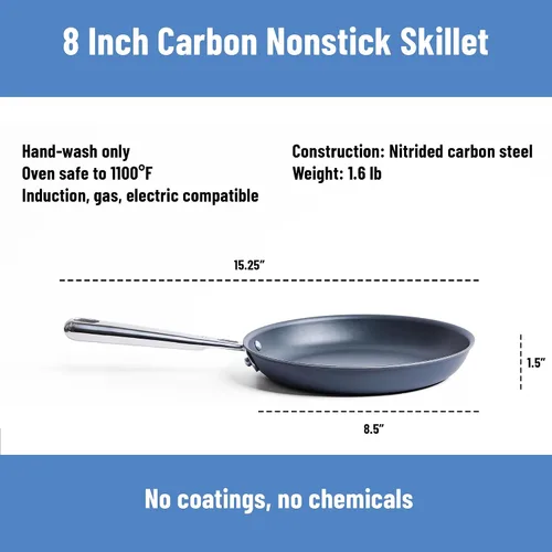 Vista 9 de Misen Carbon Nonstick™ - Sartén de acero al carbono nitrurado, 8 pulgadas