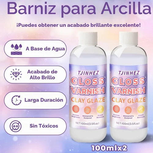 Vista 3 de Esmalte de arcilla Air Dry y barniz de arcilla polimérica – Sellador de arcilla brillante de 7 onzas, impermeable y resistente a los arañazos