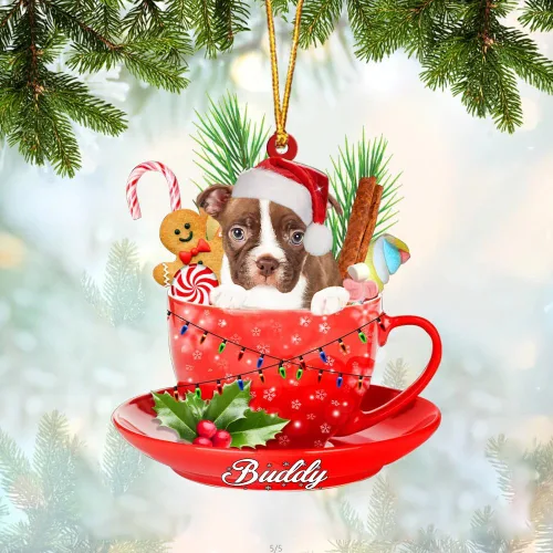 Vista 39 de Alaskan Malamute - Adorno de tetera de perro sentado en una tetera de Navidad, adorno de Navidad con nombre personalizado, adorno de automóvil