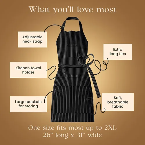 Vista 6 de Waterproof Apron for Adults – Adjustable Fit with Deep Pockets, Stylish Cooking & Baking Apron for Women & Men