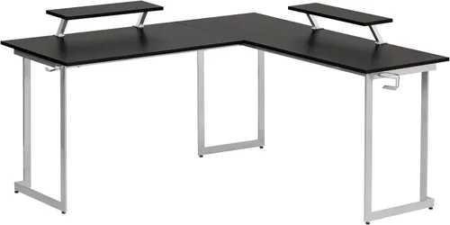 Vista 6 de Techni Sport Warrior - Escritorio para juegos en forma de L con panel de MDF, escritorio para computadora con marco de acero resistente a
