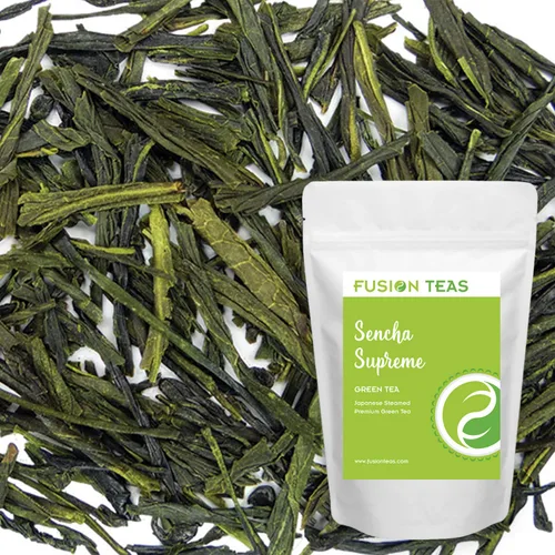 Vista 7 de Té verde de nuez verde con piña, coco, almendras y arce - Té de sencha gourmet de hojas sueltas - Bolsa de 4 onzas