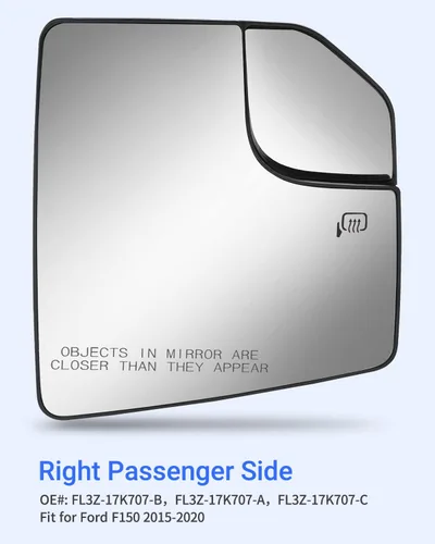 Vista 2 de Espejo lateral del pasajero compatible con F150 2015 2016 2017 2018 2019 2020 F150 de lado derecho con espejo de punto ciego reemplazar FL3Z17K707A