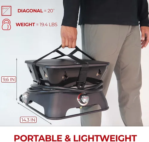 Vista 3 de Outland Living Firebowl 805 Firecube - Fogata cuadrada portátil de propano sin humo de 14 pulgadas, hoguera de gas para exteriores con cubierta