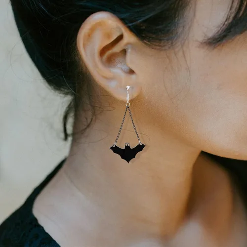 Vista 9 de 6 pares de pendientes de Halloween de la joyería de la calabaza del murciélago del gato de la araña de la oreja de la gota de la oreja de Halloween