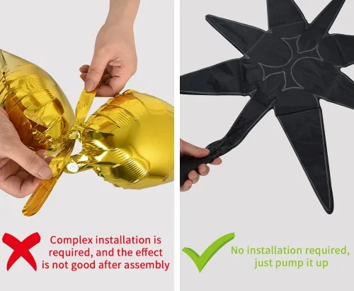 Vista 3 de TONIFUL 4 globos 4D enormes de estrella negra de 22 pulgadas, globos de aluminio de Mylar de estrella explosión para suministros de fiesta, telón