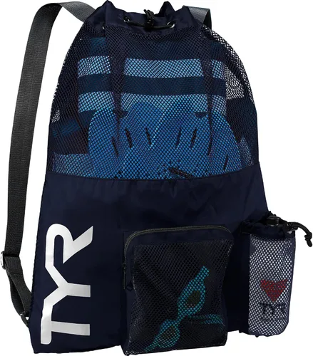 Vista 3 de TYR Mochila Big Mesh Mummy para natación, gimnasio y equipo de entrenamiento, color negro, capacidad de 40 litros