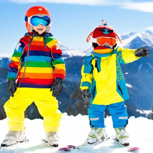 Vista 2 de SATINIOR 2 pares de guantes impermeables para niños, guantes de nieve cálidos para invierno, guantes de esquí para niños y niñas, resistentes al