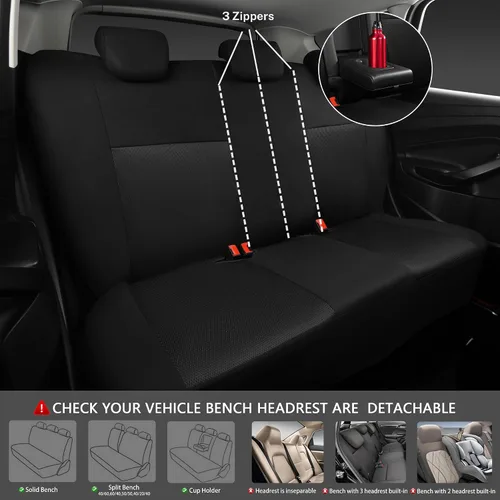 Vista 4 de CAR PASS - Fundas de asiento universales de 13 piezas de malla de aire 3D - 100% transpirables, juegos completos, cubierta de volante y cinturón