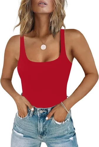 Vista 10 de Chunpin - Body sin mangas con cuello cuadrado para mujer, traje de leotardo, tanga, conjuntos de body A-Negro