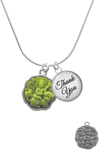 Vista 2 de Delight Jewelry Resin Buddha in Frame Domed Thank You Charm Necklace, 18