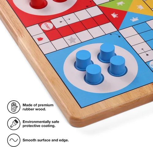 Vista 2 de Crobyi Juego de mesa Ludo de 12 pulgadas + serpientes y escaleras, 2 en 1, juego de mesa clásico para adultos y niños, incluye 1 tablero de juego, 2