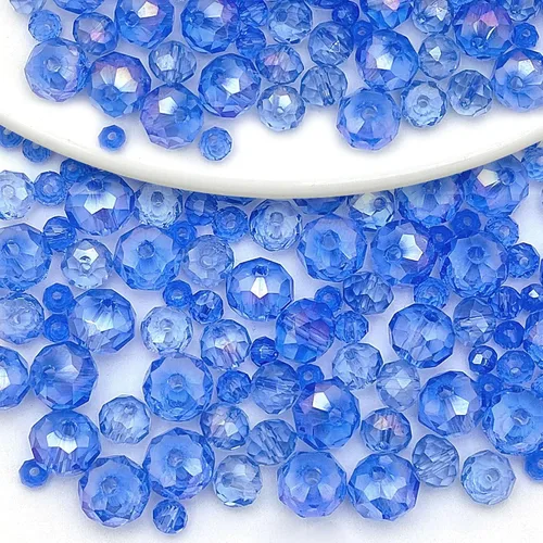 Vista 43 de 246 cuentas de cristal redondas de 0.118 pulgadas (0.118 in) con múltiples facetas sueltas espaciadoras de cristal para hacer joyas, pulseras
