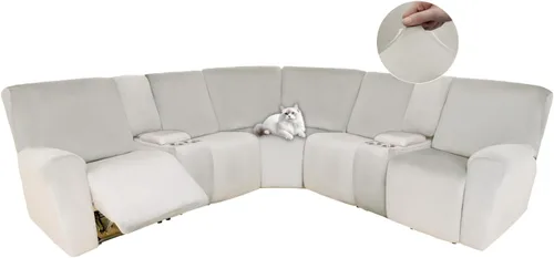 Vista 36 de HDCAXKJ Fundas de sofá seccional reclinable de terciopelo, cubierta de sofá seccional en forma de L, lavable, elástica, suave, para rincón