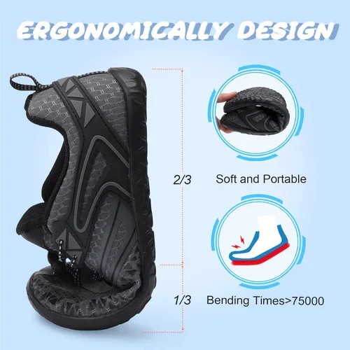 Vista 6 de L-RUN Zapatos de agua para hombre y mujer, zapatos de agua descalzos para senderismo, secado rápido, calcetines acuáticos para natación, buceo