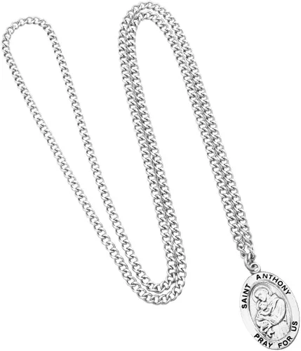 Vista 3 de Rosemarie Collections Collar con colgante de medalla de San Religioso de 24 pulgadas, Metal, no conocido