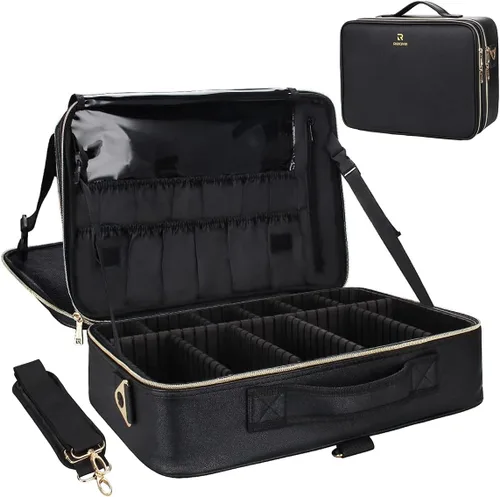 Vista 16 de Relavel Estuche de maquillaje grande para maquillaje, estuche de tren profesional de 16.5 pulgadas, organizador de cosméticos de viaje, soporte