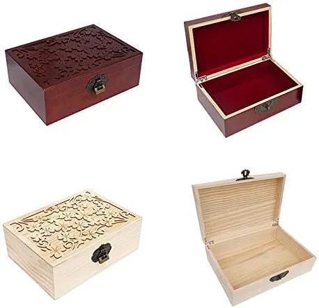 Vista 5 de Mocohana - Caja de madera para tesoro, caja para guardar joyas, tarjetas de colección, regalos y decoración del hogar