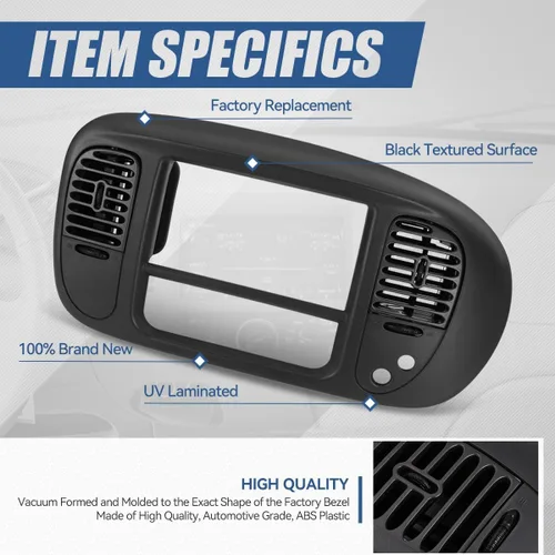 Vista 2 de Auto Dynasty Visera con bisel del panel delantero compatible con Ford F-150 Expedition 2WD 1997-2004, negro texturizado