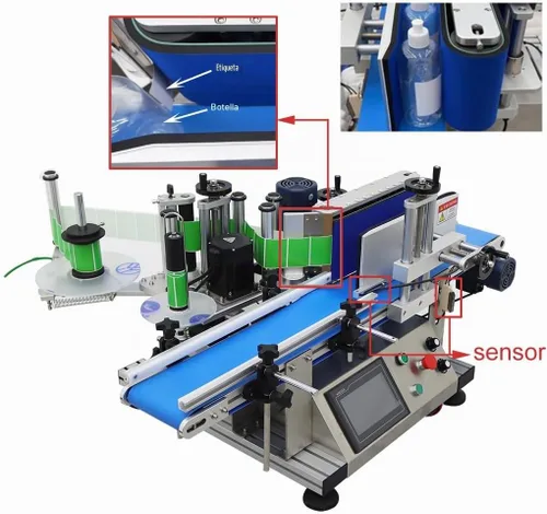 Vista 2 de TECHTONGDA Etiquetadora automática de botellas redondas con diámetro de botella transportadora 1.5-3.9 pulgadas