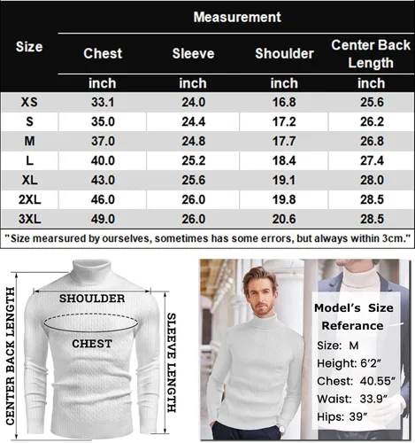 Vista 6 de Coofandy Suéter de punto con cuello alto para hombre, estilo casual, con patrón torcido, para hombre